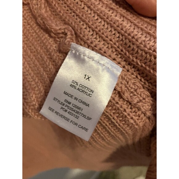 Pinque by Stitch Fix Cardigan Sweater Mauve Pink Open Front Casual Size 1X New - Picture 5 of 5